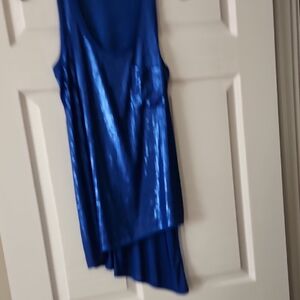 DKNY Blue Sequined Tank Top w/asymmetrical Hem
